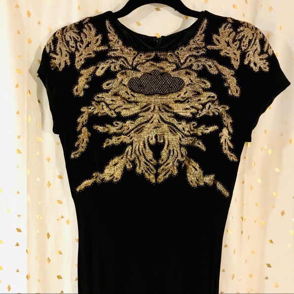 DAVID MEISTER BLACK FLOOR LENGTH BEADED DRESS - Picture 2 of 3